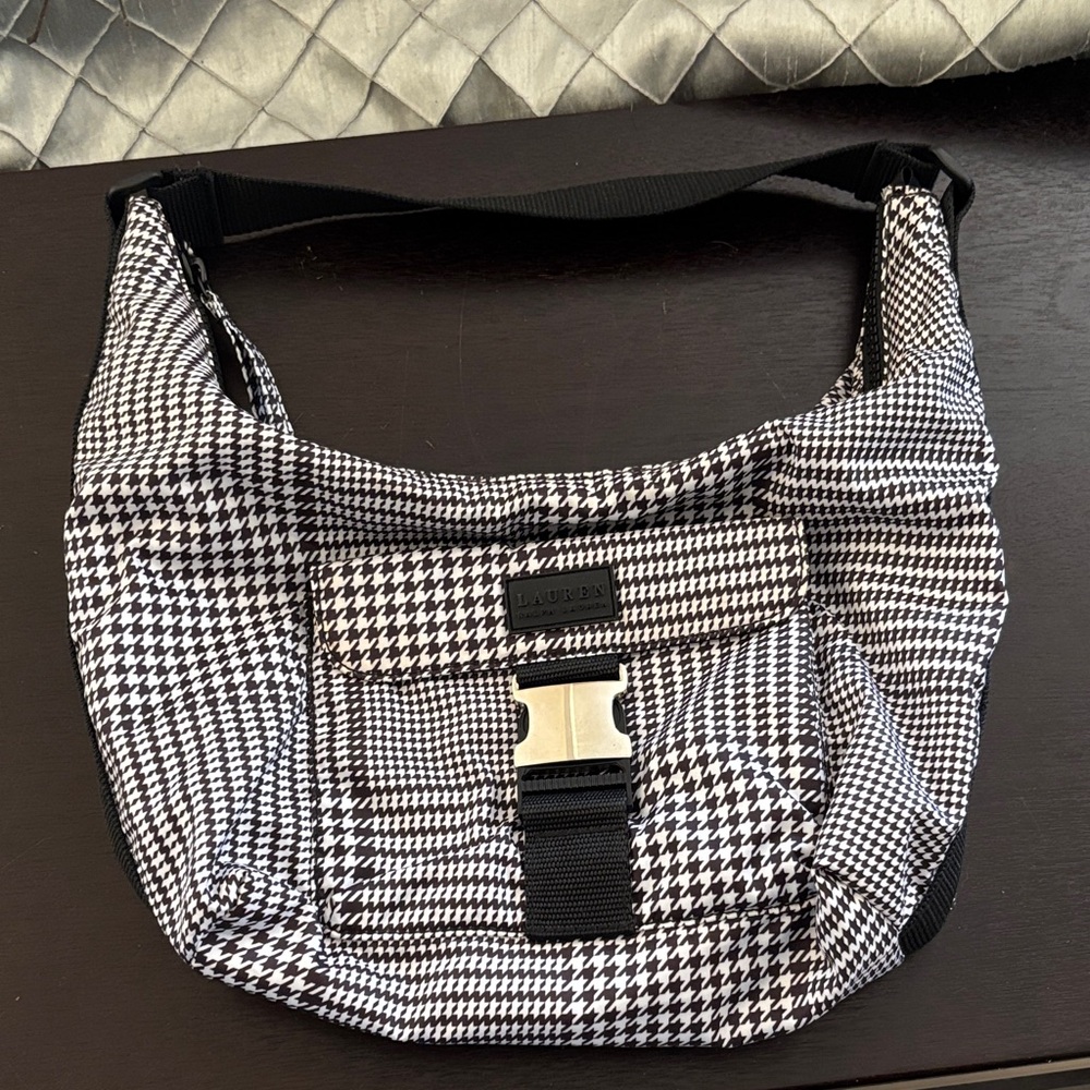 Lauren Ralph Lauren Black and White Houndstooth Satchel